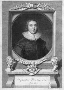Portrait de John Milton, poète et essayiste anglais (1608 - 1674) gravure du 18ème siècle - Unknown artist