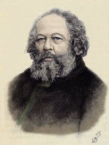 Portrait de Mikhaïl Aleksandrovitch Bakounine (1814-1876), anarchiste russe.