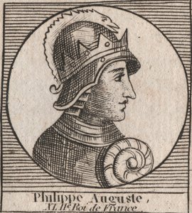 Portrait de Philippe II dit Philippe Auguste (1165-1223) - Philippe Auguste II (1165-1223) Roi de France - gravure de "Instruction sur l