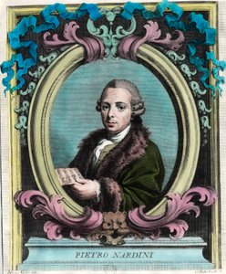 Portrait de Pietro Nardini (1722 - 1793), violoniste et compositeur italien. Gravure du XVIIIe siècle. Collection privée.