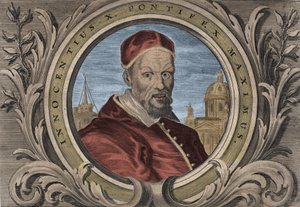 Portrait du pape Innocent X (Innocenzo, Innocentius ou Giovanni Battista Pamphili) (1644-1655). gravure - Unknown artist