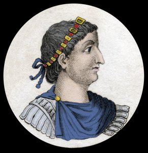 Portrait de Théodose Ier (Flavius Theodosius) (347-395), empereur romain, gravure du XIXe siècle