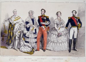 Portrait des Bourbons. De gauche à droite : Charles X (1757-1836), Marie Amélie (1782-1866), Louis Philippe Ier (1773-1850), Eugénie de Guzman (1826-1920) et Napoléon III (1808-1873) - Unknown artist