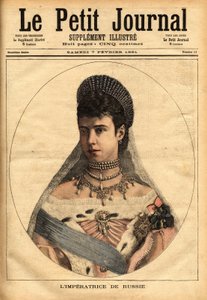 Portrait de la princesse danoise Marie Sophie Dagmar (1847-1928), qui a épousé sous le nom de Marie Feodorovna (ou Fiodorovna, ou Fedorovna), en 1866, Alexandre Alexandrovitch Romanov (1845-1894), ou Alexandre III empereur (tsar) de Russie. Gravure dans «  - Unknown artist