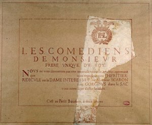 Affiche de la troupe théâtrale « Les comédiens de Monsieur » annonçant la représentation de « L