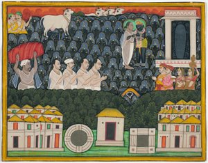 Pratham Milan, Shrinathji se révélant à Vallabhacharya sur le Mont Govardhan - Unknown artist