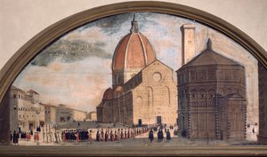 Procession sur la place de la cathédrale Santa Maria del Fiore, Florence (vers 1650) - Unknown artist