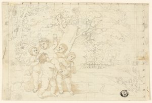 Putti portant le jeune Bacchus - Unknown artist