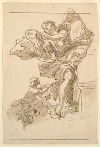Putti et figure ailée - Unknown artist