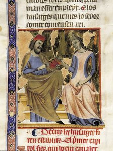 Raimond Bérenger I de Barcelone (1023-1076) et sa femme Almodis (Adalmode) de la Marche (miniature) - Unknown artist