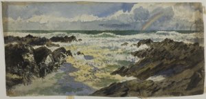 Arc-en-ciel sur mer orageuse - Unknown artist