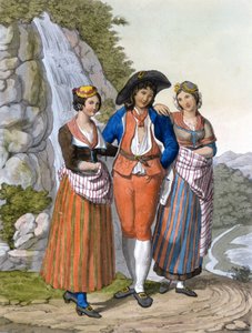 Représentation des Vaudois avec leurs vêtements. Vers 1820 - Unknown artist