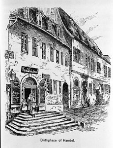 Représentation de la maison où est né George Frederick Handel (Georg Friedrich Handel)