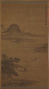 Paysage fluvial : pêcheurs en bateaux - Unknown artist
