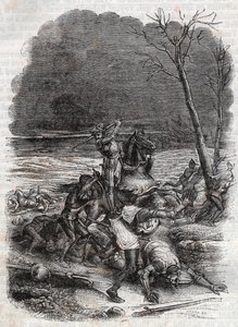 Roland massacre le peuple de Cymosque - gravure de 1851 de « Roland furieux » - Unknown artist