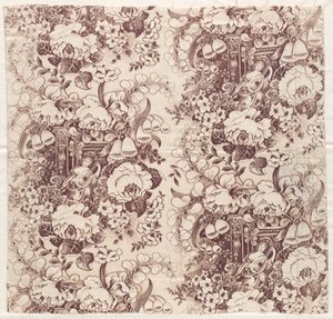 Coton imprimé avec motif de femme jouant du luth - Unknown artist
