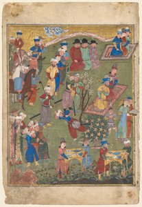 Réception royale dans un paysage, folio gauche du double frontispice d