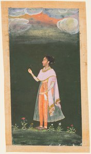 Femme royale tenant une fleur - Unknown artist