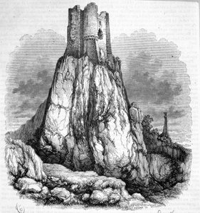 Ruines du château de La Roquette - Gravure
