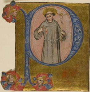 Saint François dans une initiale "P" historiée