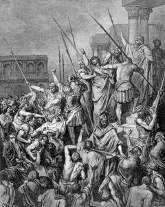 Saint Paul est arrêté à Jérusalem. Gravure du 19ème siècle