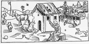 San Marinus. Gravure de « Leben der Heiligen - sommerteil » (Le livre des saints) par Jacobus (Jacques) de Voragine (1228-1298). Lübeck 1488 - Unknown artist