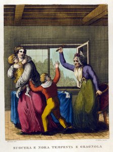 Dictons : « Belle mère et fille, tempête et grêle ». Illustration d