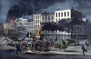 Scène de la vie quotidienne des pompiers américains - Unknown artist