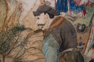 Scènes de la vie quotidienne en Chine, détail du papier peint chinois, cabinet chinois, résidence de chasse, par Filippo Juvarra, Stupinigi, Piémont, Italie - Unknown artist