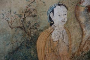 Scènes de la vie quotidienne en Chine (détail du papier peint chinois, cabinet chinois, résidence de chasse, par Filippo Juvarra, Stupinigi, Piémont, Italie) - Unknown artist