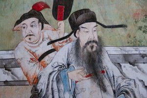 Scènes de la vie quotidienne en Chine (détail du papier peint chinois, cabinet chinois, résidence de chasse, par Filippo Juvarra, Stupinigi, Piémont, Italie) - Unknown artist