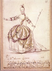 Scénographie : dessin de costume pour la pastorale « Zais » de Jean-Philippe Rameau 1761. Aquarelle - Unknown artist