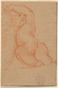 Enfant assis soutenant un médaillon - Unknown artist