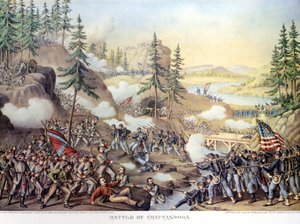 Guerre de Sécession (1861 - 1865) ou guerre civile américaine : 24-25/11/1863 : après deux jours de bataille à Chattanooga, Tennessee, victoire de l