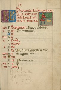 Page du calendrier de septembre ; Récolte des raisins - Unknown artist