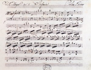 Page de la partition pour le premier violon de la Symphonie n. 7, par Mozart - Unknown artist