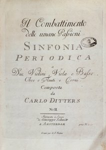 Page de partition de la Symphonie périodique (le Combat des passions humaines) par Karl Ditters von Dittersdorf - Unknown artist