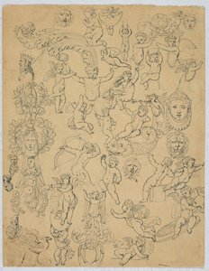 Feuille avec putti et études d