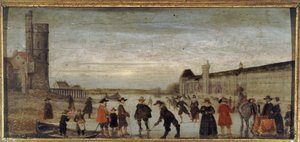 Patineurs sur la Seine en 1608, vers 1608 - Unknown artist