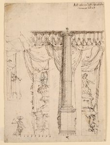 Esquisse pour trois ailes latérales avec une partie du cadre du proscenium - Unknown artist