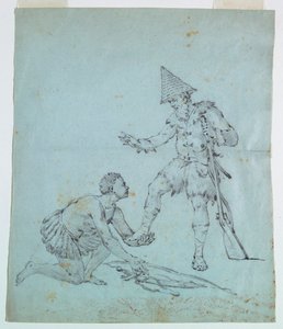 Esquisse pour une impression de coton : Robinson Crusoé - Unknown artist