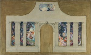 Esquisse pour un ensemble: Farandole de jeunes femmes aux fleurs - Unknown artist