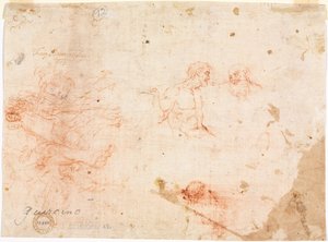 Esquisse de deux hommes et autres figures diverses (verso)