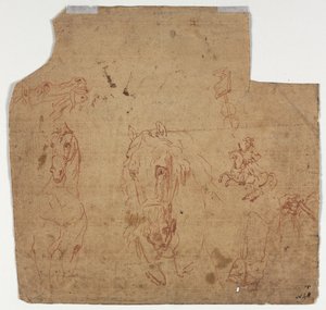 Esquisses de chevaux et de cavaliers (recto) - Unknown artist