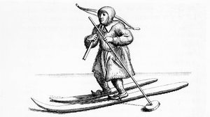Ski lapon de longueur inégale - dans « Laponia » par Johanes Schefter, gravure - Unknown artist