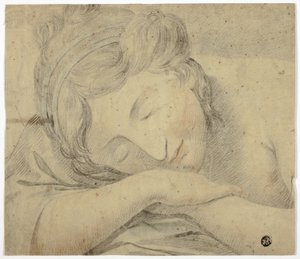Femme endormie avec la tête sur les bras - Unknown artist