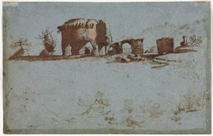 Petit groupe de ruines romaines (verso) - Unknown artist