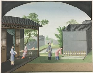 Filage du tissu, préparation des feuilles de thé, préparation de la soie - Unknown artist