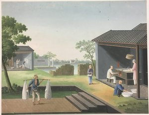 Filage du tissu, préparation des feuilles de thé, préparation de la soie - Unknown artist