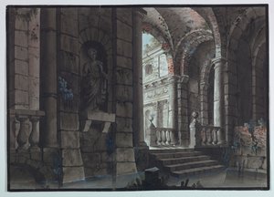 Décor de scène, ruines antiques, intérieur - Unknown artist